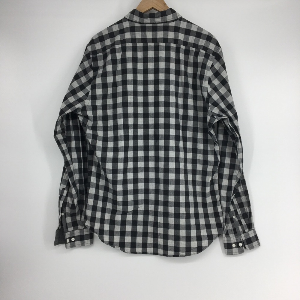 Express Men Black Checked Plaid Button Up Shirt - image 7